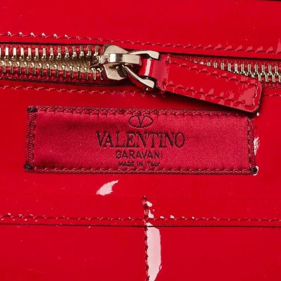 Valentino Patent Red Leather Rockstud Trapeze Medium Tote Bag - Picture 12 of 12